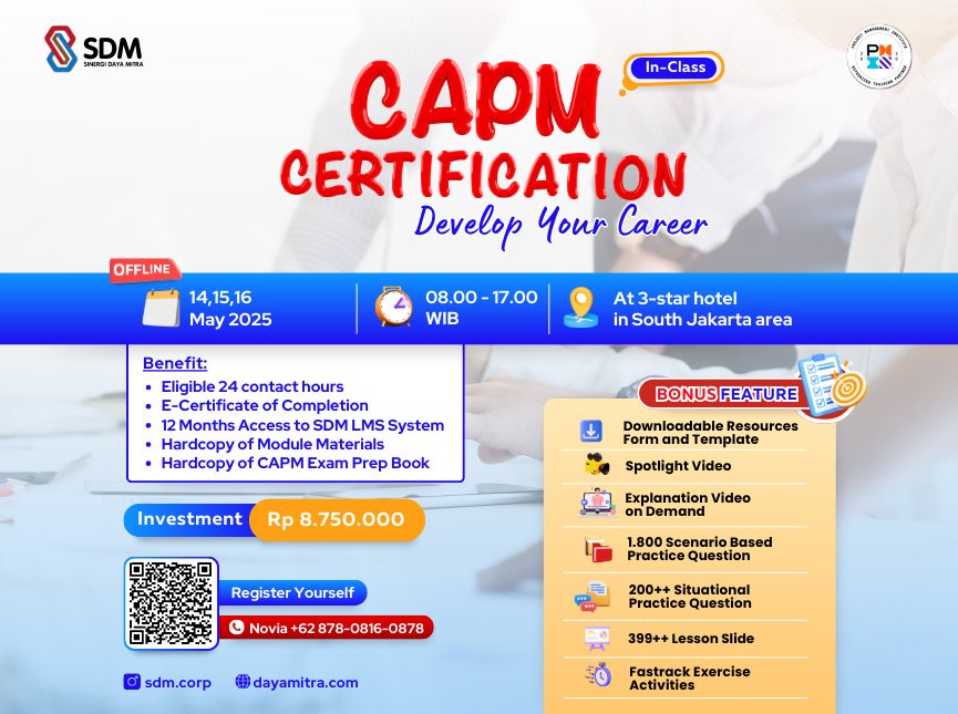 CAPM Certification - Develop Your Career May 2025 (In-CLass)
