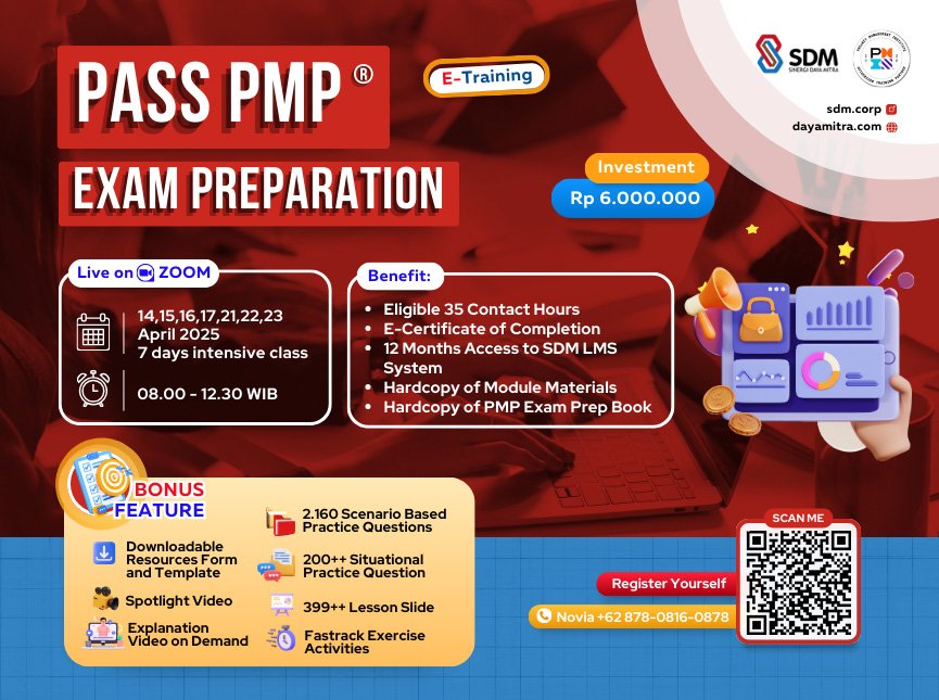 Pass PMP® Exam Preparation - April 2025 (E-Training)