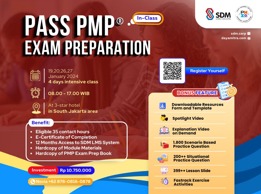 Pass PMP® Exam Preparation - January 2024 (In-Class)