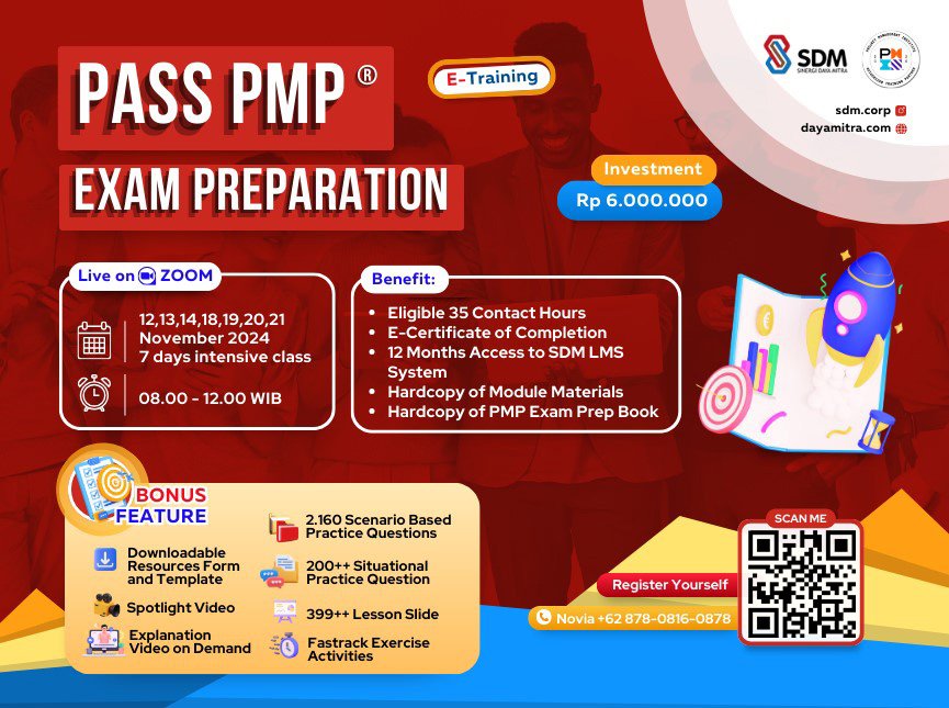 Pass PMP® Exam Preparation - November 2024 (E-Training)